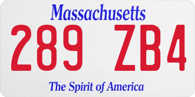 MA license plate 289ZB4