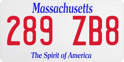 MA license plate 289ZB8