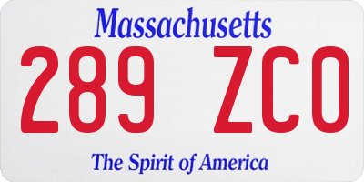 MA license plate 289ZC0