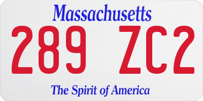 MA license plate 289ZC2