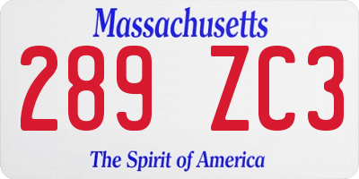 MA license plate 289ZC3