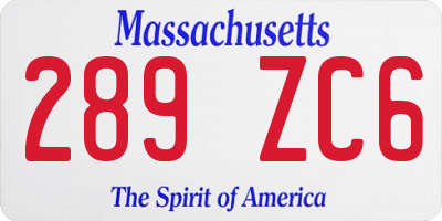 MA license plate 289ZC6
