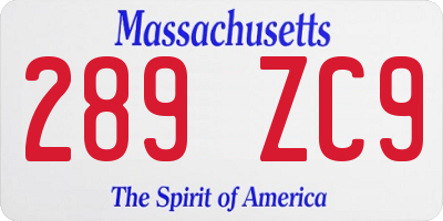 MA license plate 289ZC9