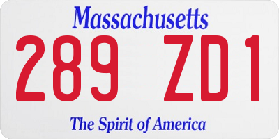 MA license plate 289ZD1