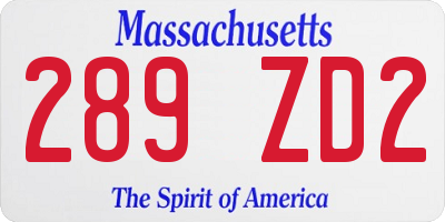 MA license plate 289ZD2