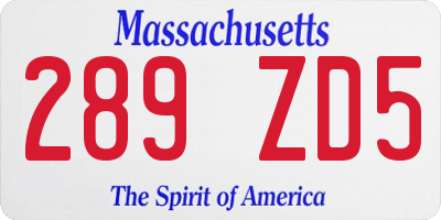 MA license plate 289ZD5