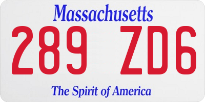 MA license plate 289ZD6