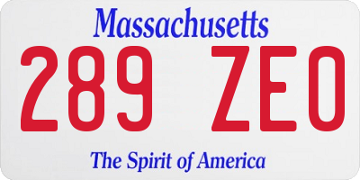 MA license plate 289ZE0