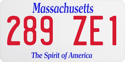 MA license plate 289ZE1