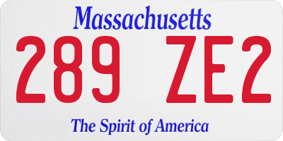 MA license plate 289ZE2