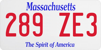 MA license plate 289ZE3