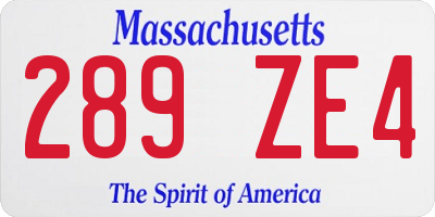 MA license plate 289ZE4
