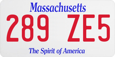 MA license plate 289ZE5