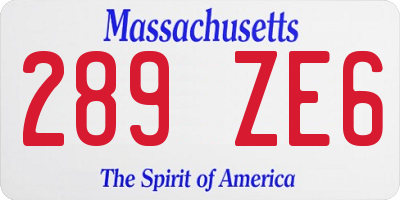 MA license plate 289ZE6