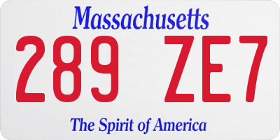 MA license plate 289ZE7
