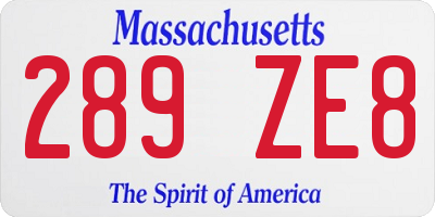 MA license plate 289ZE8