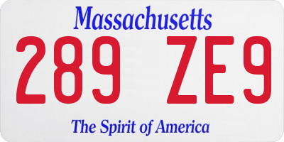 MA license plate 289ZE9