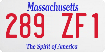 MA license plate 289ZF1