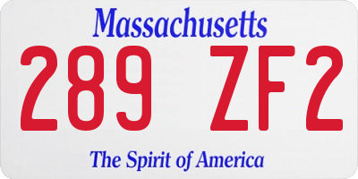 MA license plate 289ZF2