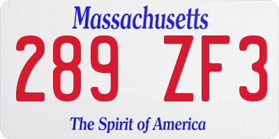 MA license plate 289ZF3