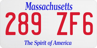MA license plate 289ZF6