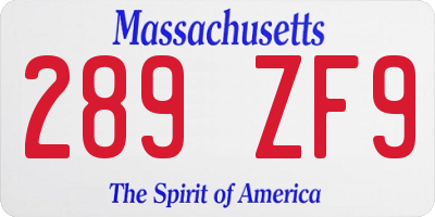 MA license plate 289ZF9