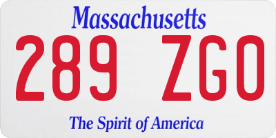 MA license plate 289ZG0