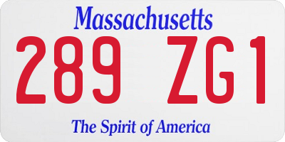 MA license plate 289ZG1