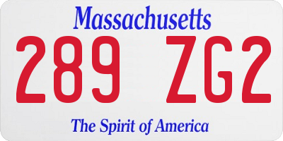 MA license plate 289ZG2
