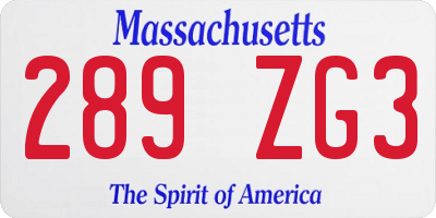 MA license plate 289ZG3