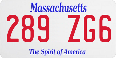 MA license plate 289ZG6