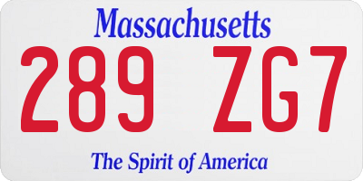 MA license plate 289ZG7