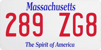 MA license plate 289ZG8