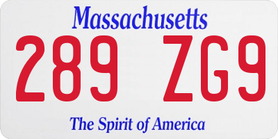 MA license plate 289ZG9