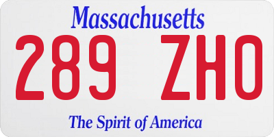 MA license plate 289ZH0
