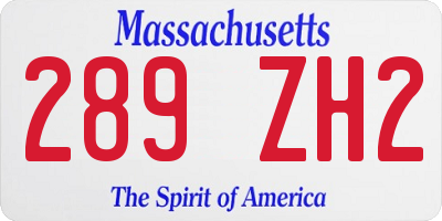 MA license plate 289ZH2