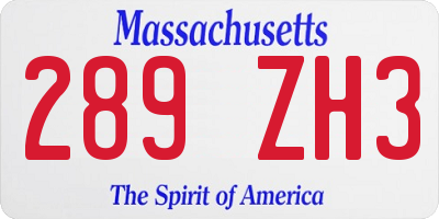 MA license plate 289ZH3