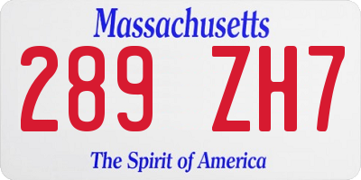 MA license plate 289ZH7