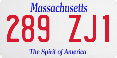 MA license plate 289ZJ1