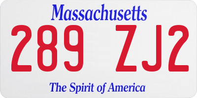 MA license plate 289ZJ2