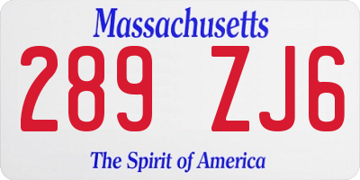 MA license plate 289ZJ6