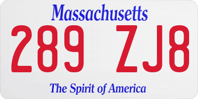 MA license plate 289ZJ8