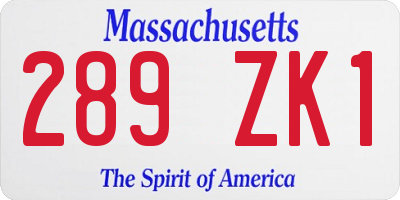 MA license plate 289ZK1