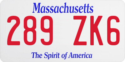 MA license plate 289ZK6