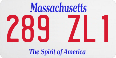 MA license plate 289ZL1