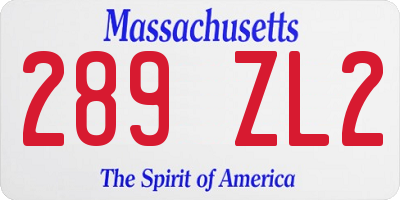 MA license plate 289ZL2