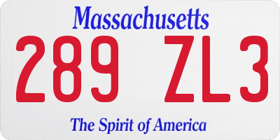 MA license plate 289ZL3