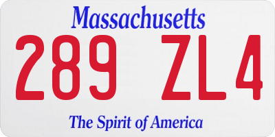 MA license plate 289ZL4