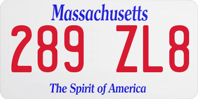 MA license plate 289ZL8
