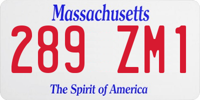 MA license plate 289ZM1